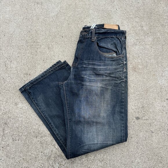 Guess Relaxed Fit Jeans 36x32 Mens Blue Denim Dark Wash Dean